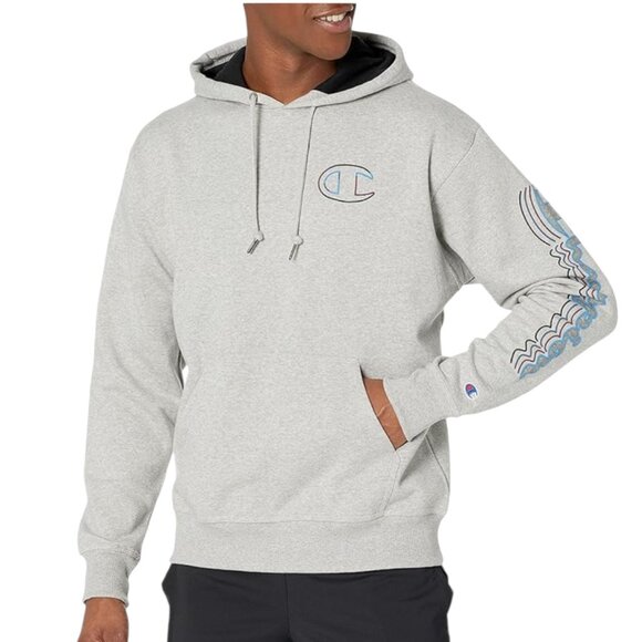 CHAMPION Gel Script Powerblend Fleece Hoodie Pullover in Oxford Gray MEN'S L - Picture 11 of 11